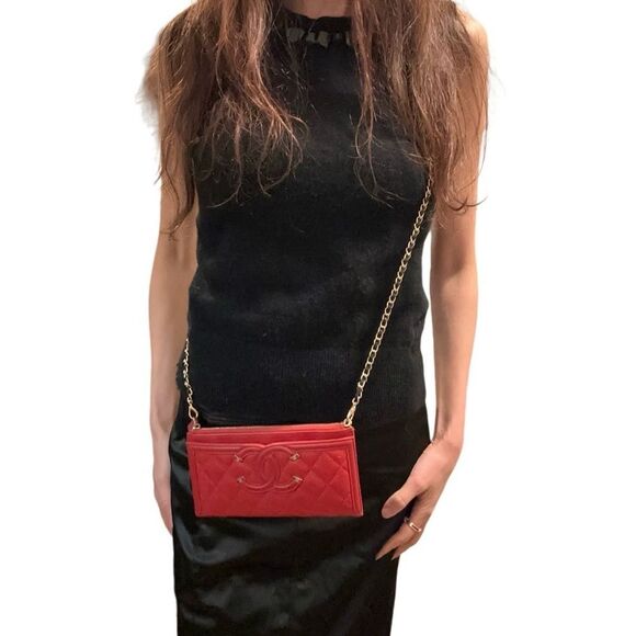 Chanel boys red leather long wallet pouch - Picture 16 of 16